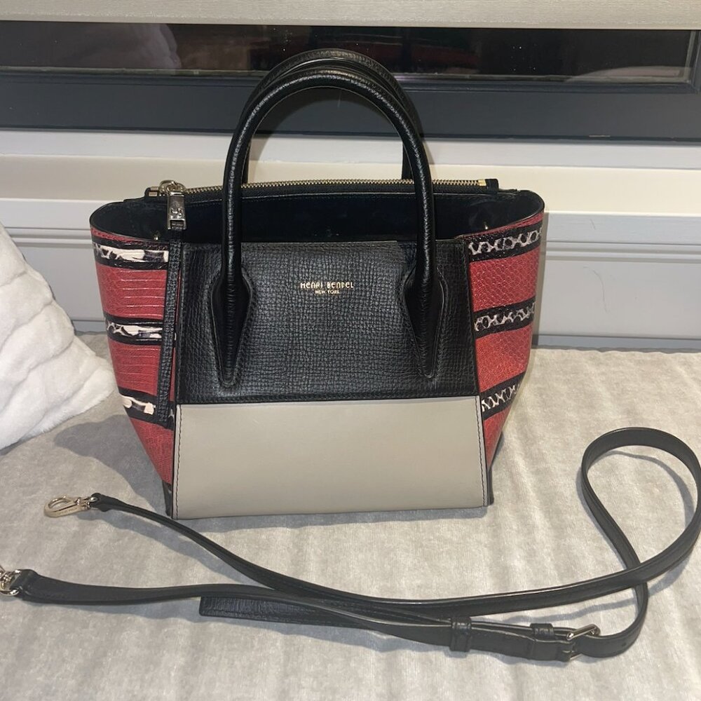 Henri Bendel Mini Tilda Python Chili Pepper Top Handle Mini Bag